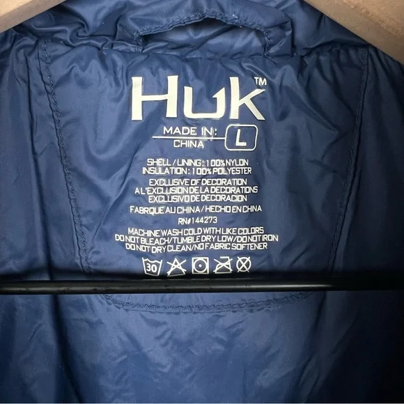 Huk Waypoint Primaloft Insulated Lightweight Packable Jacket Navy Large NWT